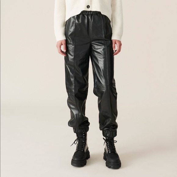 Ganni Lamb leather joggers - Picture 1 of 3